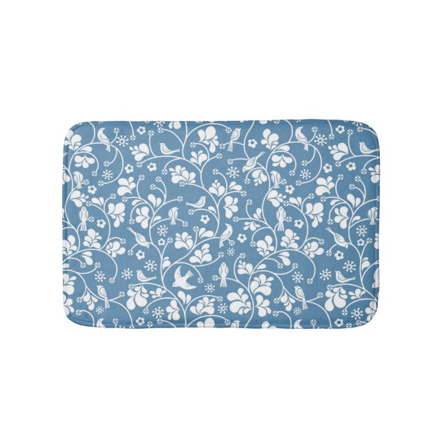 mönster med fåglar och prydnadsväxter badrumsmatta (Framsidan)