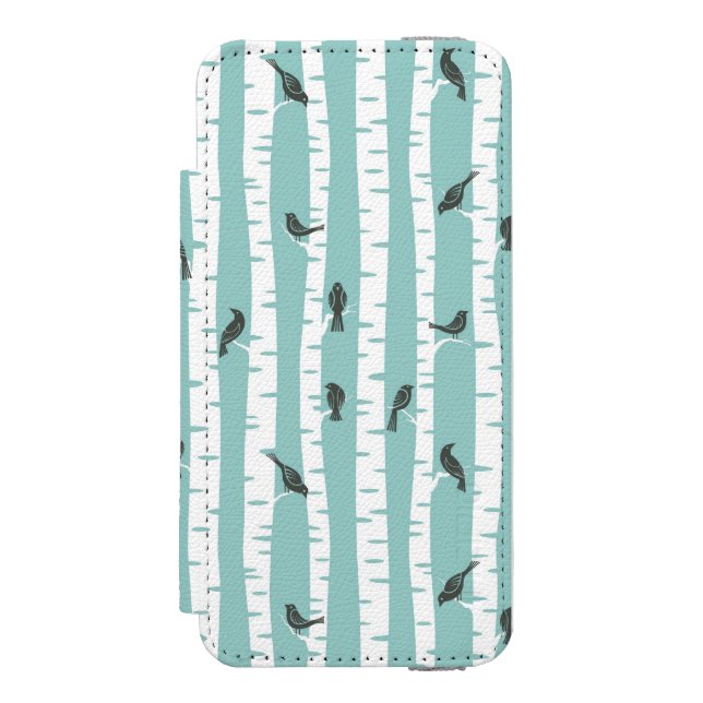 Mönster med fåglar och träd incipio iPhone wallet skal (Folio Framsidan)