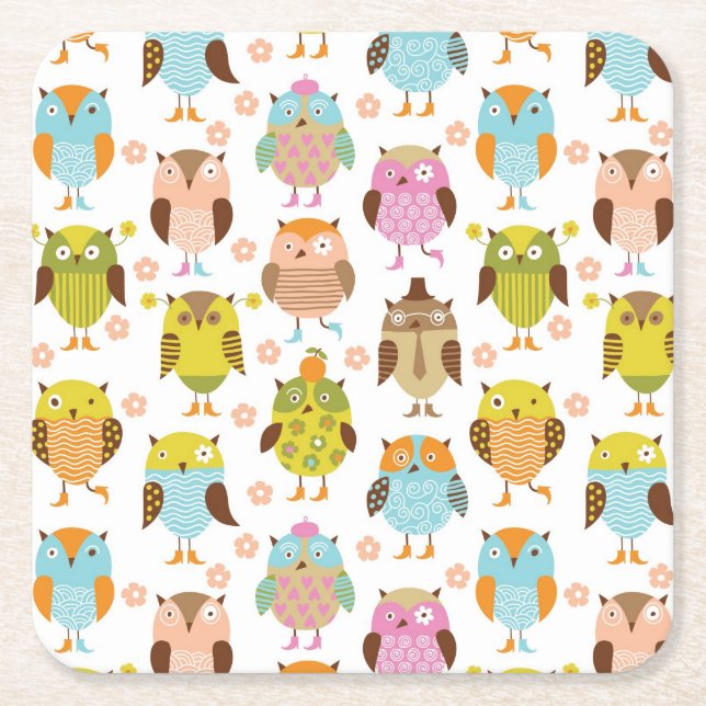 mönster med fåglar underlägg papper kvadrat (Framsidan)