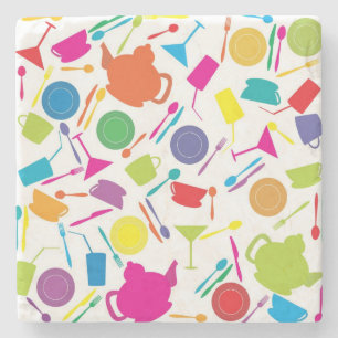 Mönster med Färgad Köks Saker Stenunderlägg