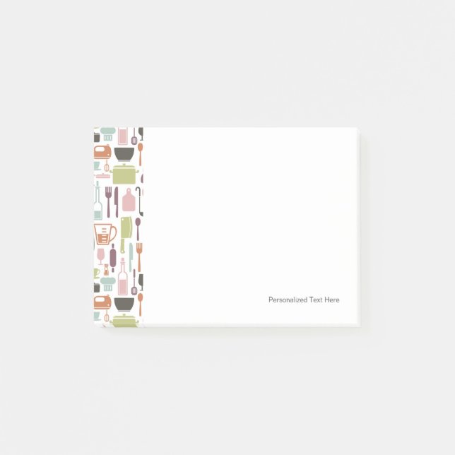 Mönster med färgade matlagningsikoner post-it block (Framsida)