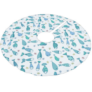 Mönster med fisk och stärkelse julgransmatta borstad polyester