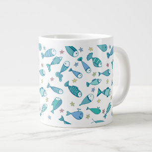 Mönster med fisk och stärkelse jumbo mugg