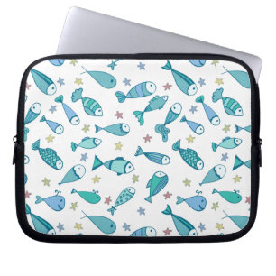 Mönster med fisk och stärkelse laptop sleeve