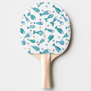 Mönster med fisk och stärkelse pingisracket