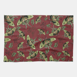 Mönster med fjärilar Sömlösa vattenfärger Kökshandduk