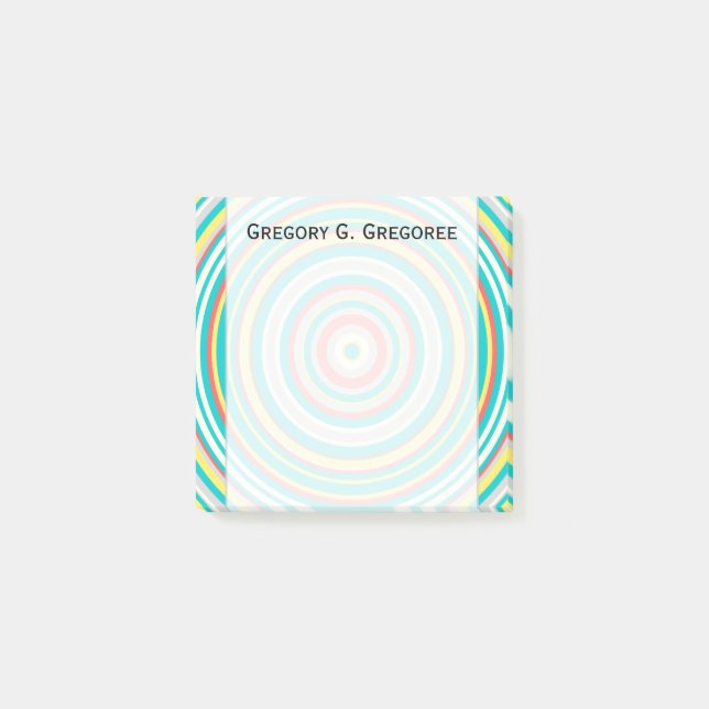 Mönster med flera Färgader, Ring/cirkel + anpassat Post-it Block (Framsida)