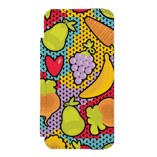 Mönster med frukter och grönsaker incipio iPhone wallet skal (Folio Framsidan)