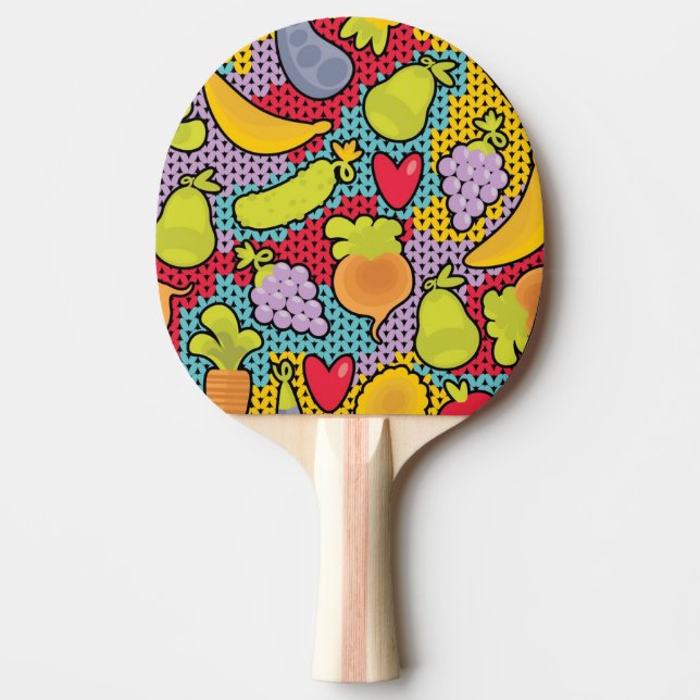 Mönster med frukter och grönsaker pingisracket (Framsidan)