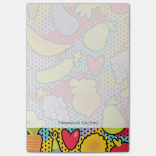 Mönster med frukter och grönsaker post-it block