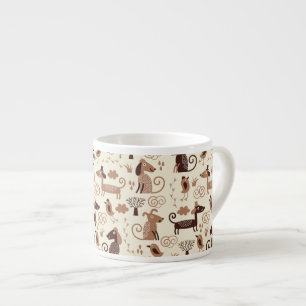 mönster med gulliga hundar espressomugg