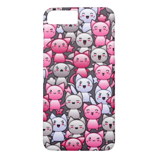 mönster med gulliga kawaiiklotterkatter 2 Case-Mate iPhone skal (Baksida)