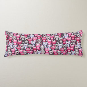 mönster med gulliga kawaiiklotterkatter 2 kroppskudde