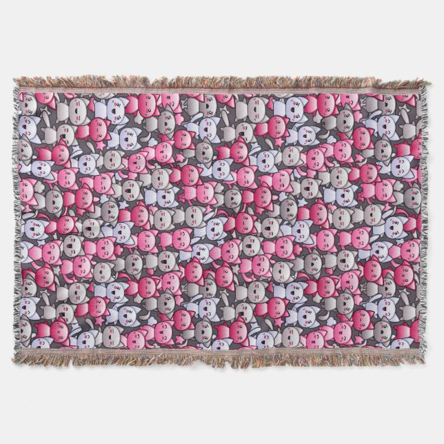 mönster med gulliga kawaiiklotterkatter 2 mysfilt (Framsidan)