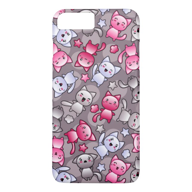 mönster med gulliga kawaiiklotterkatter Case-Mate iPhone skal (Baksida)