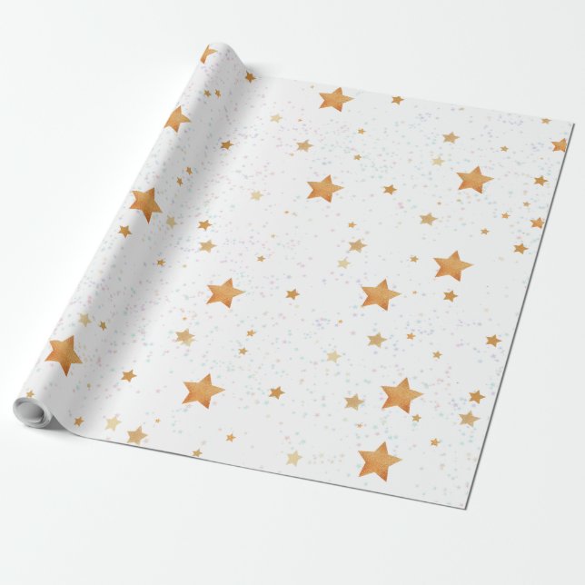 mönster med gyllene stjärnor presentpapper (Utrullad)
