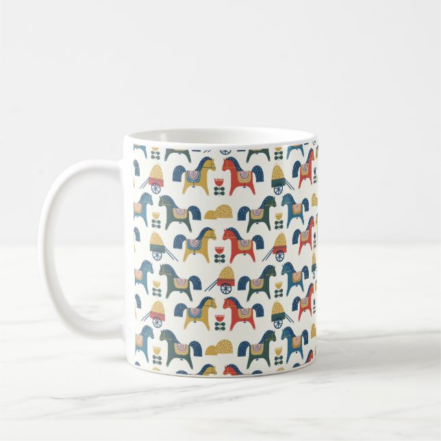 Mönster med hästar inspirerade av skandinaviska ko kaffemugg (Vänster)