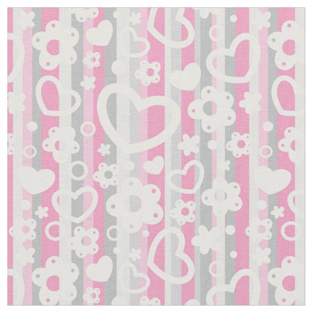 Mönster med hjärta och blommor tyg (Närbild)