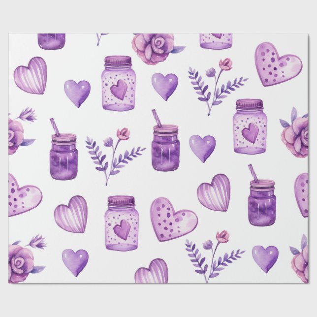 mönster med hjärtan för valentins dag presentpapper (Söm)