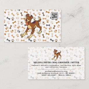 Mönster med hundben och tassar Glad hund QR-ko Visitkort