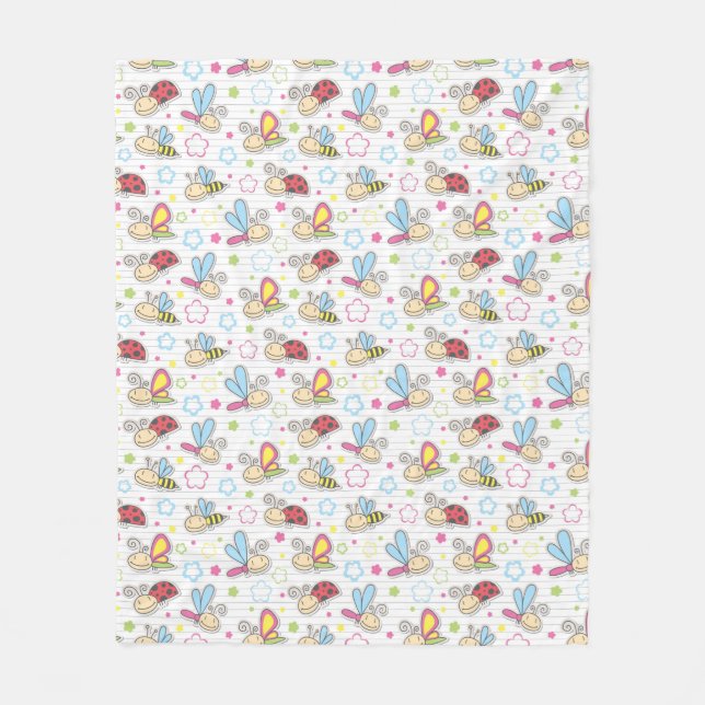 mönster med insekter fleecefilt (Framsidan)