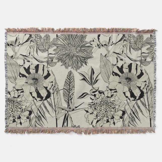 Mönster med linan handflatan, blommor. filt (Framsidan)