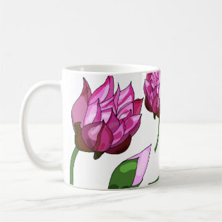 Mönster med lotus och löv på en vit backgro kaffemugg