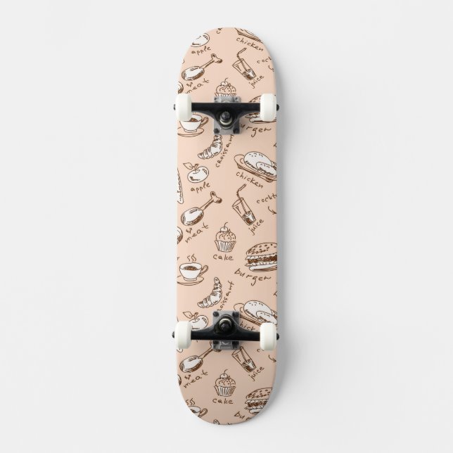 Mönster med mat old school skateboard bräda 21,6 cm (Framsida)