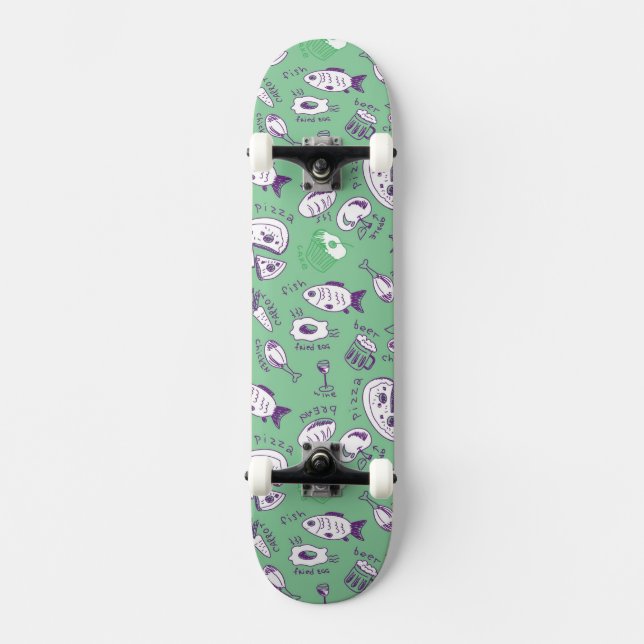 Mönster med mat skateboard bräda 20,5 cm (Framsida)