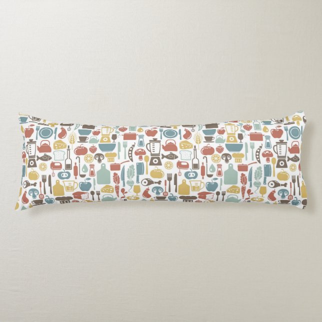 Mönster med matlagningsymboler kroppskudde (Framsidan)