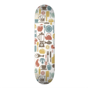 Mönster med matlagningsymboler old school skateboard bräda 21,6 cm
