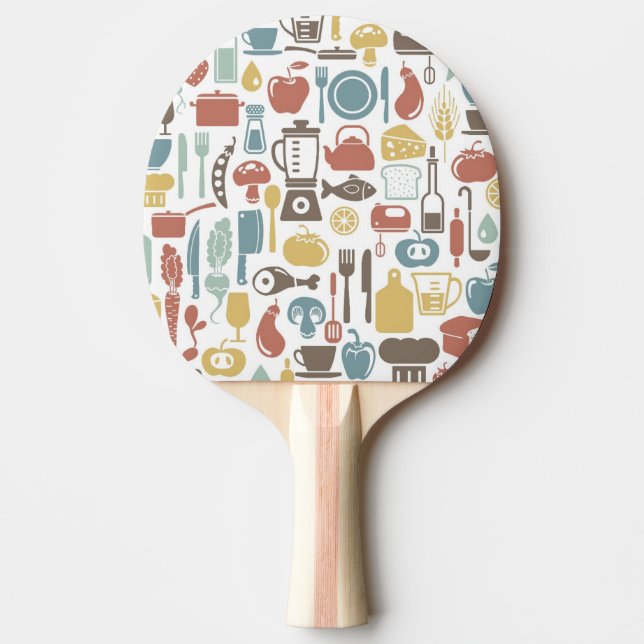 Mönster med matlagningsymboler pingisracket (Framsidan)
