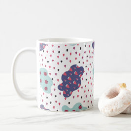 mönster med moln, ladybuggar och bär kaffemugg