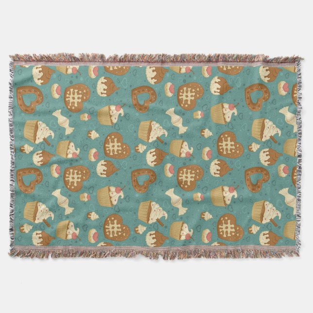 Mönster med muffins och godisar mysfilt (Framsidan)