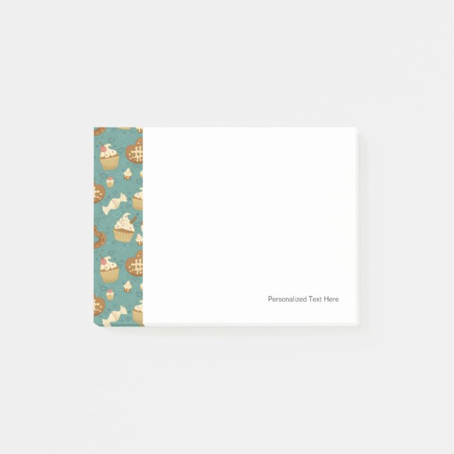 Mönster med muffins och godisar post-it block (Framsida)