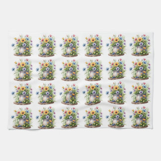 mönster med orange, rosa, gula och blå blommor kökshandduk