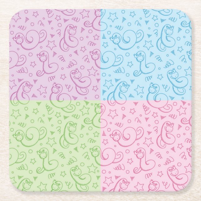 mönster med ormar underlägg papper kvadrat (Framsidan)