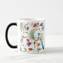 Mönster med påfågel och blommor påfågel Magisk Mugg