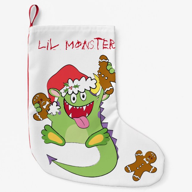 Monster med pepparkaksgubben liten julstrumpa (Framsidan)