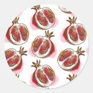 Mönster med pomegranaten runt klistermärke