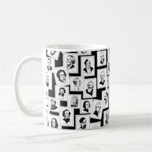 Mönster med porträtt i de underbarare kompositö kaffemugg