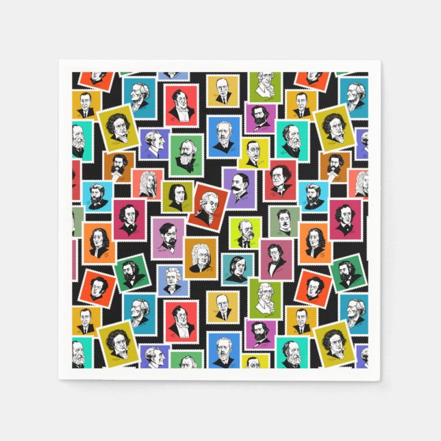 Mönster med porträtt till de underbarare kompositö pappersservett (Framsidan)