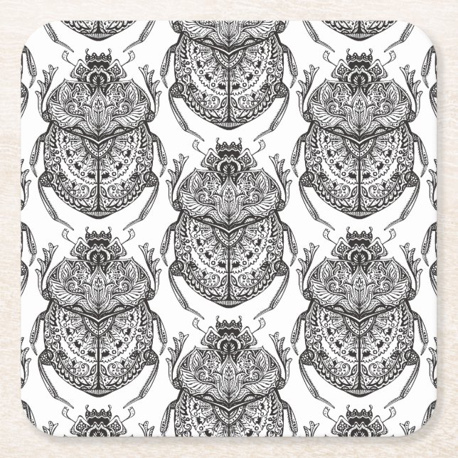 Mönster med räcker klotter underlägg papper kvadrat (Framsidan)