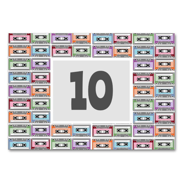 Mönster med retro kassettband bordsnummer (Framsidan)