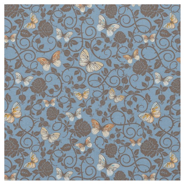 mönster med ro och fjärilen tyg (Närbild)