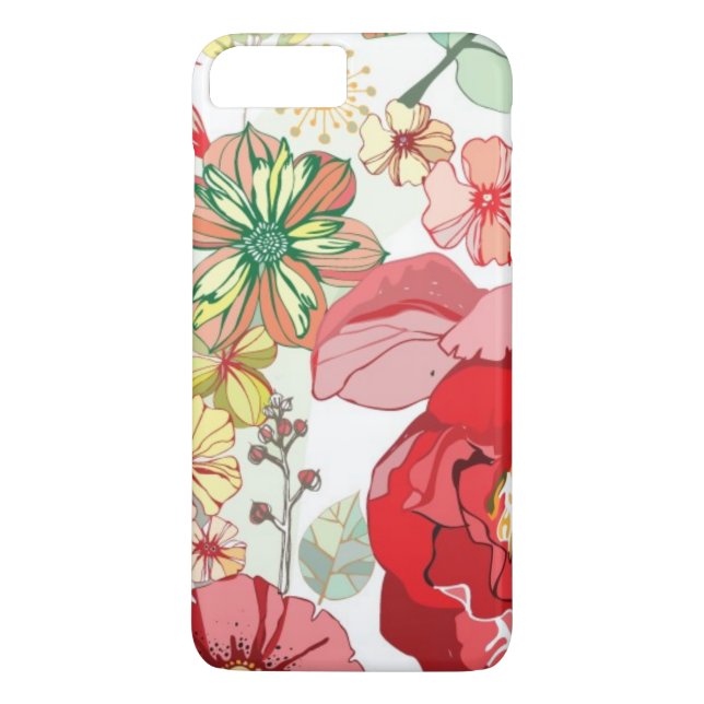 Mönster med röda blommor Case-Mate iPhone skal (Baksida)