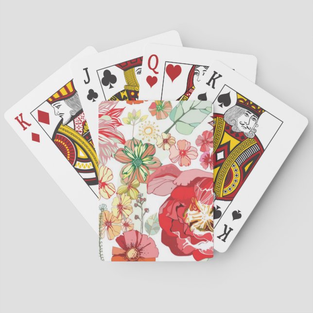 Mönster med röda blommor casinokort (Baksidan)