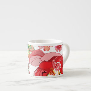 Mönster med röda blommor espressomugg