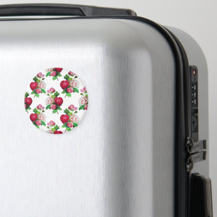 Mönster med röda, vita och rosa rosor, magnet