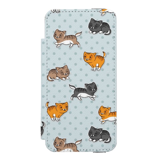 mönster med roliga katter incipio iPhone wallet skal (Folio Framsidan)